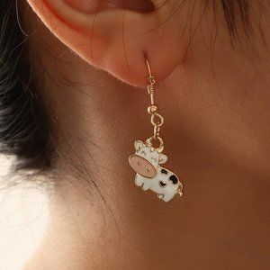 Brand New Small Dainty Cow Hook Earrings